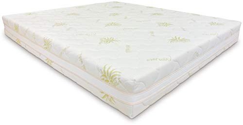 Baldiflex Emporio Fodera per Materasso Singolo in Aloe Vera, Coprimaterasso, con Fascia Traspirante, Sfoderabile con Zip, Atossica, Misura 80x190x15 cm