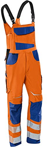 KÜBLER REFLECTIQ Latzhose PSA 2 – Latzhose mit Reflex- und Cordura®-Verstärkungen für mehr Bewegungsfreiheit warnorange/kbl.blau Gr. 25