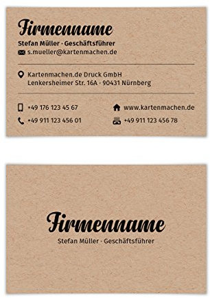 100 x Visitenkarten individuell Business Karten 300g/qm 85 x 55 mm - Kraftpapier Look