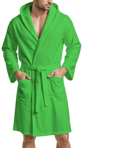 PETTI Artigiani Italiani - Bademantel Microfaser, Bademantel Herren, Bademantel Microfaser Herren, Bademantel Damen, Bademantel Microfaser Damen, Grün, XL, 100% Mikrofaser
