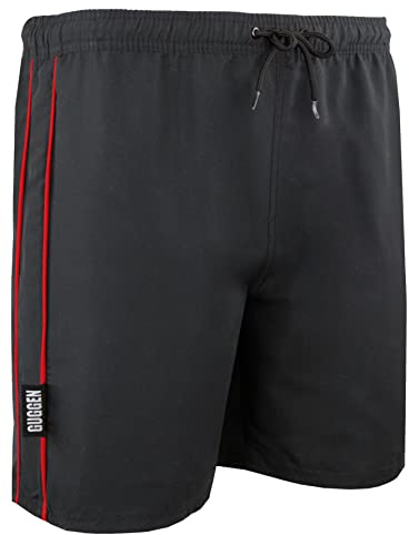 GUGGEN Mountain Badehose für Herren wechselt Muster bei Nässe Badeshorts 1801 Beachshorts Boardshorts Männer mit Muster Schwarz Rot