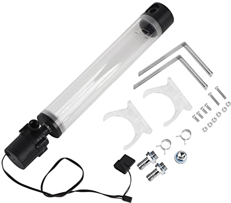 Eboxer Acryl-Computer DIY Wasserkühlung Tank Zylinder Reservoir 19W Pumpe G1 / 4,Wasserfeste integrierte Wassertank-Kombination(300mm)