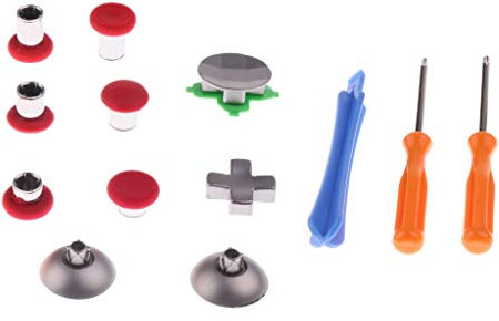 Tubayia Lot de 10 boutons de rechange + 2 tournevis T6 / T8 + barre Pry pour manette Xbox One Elite, rouge