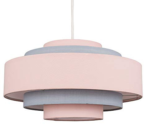 MiniSun | Modern 5 Tier Ceiling Light Shade in a Pink Finish | Pendant Lights, Home Décor & Improvement Essential | Includes 6W GLS Bulb [3000K Warm White] | 35cm Shade Width