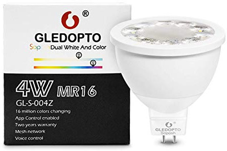 ZigBee Bulb Wireless Smart Bulb MR16 GU5.3 LED Bulb 4W DC12V RGB +CCT Dimmable Colour Floodlight Compatible with Hu/Amazon Echo Plus App Control