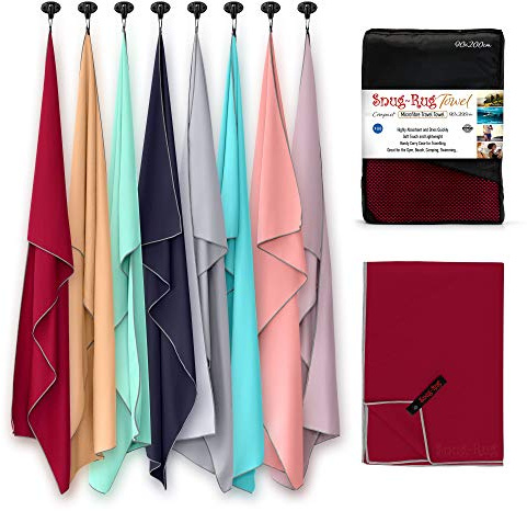 Snug Rug Microfibre Beach Towel Extra Large XL 200 x 90cm – Super Absorbent Quick Drying Lightweight Sand Proof Beach Towels Jester Red