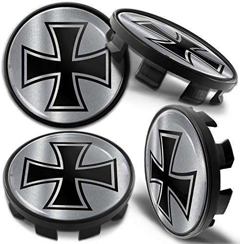Biomar Labs 4 x 68mm Nabendeckel Kompatibel mit BMW 36136783536 Felgendeckel Radnabenabdeckung Nabenkappen Felgenkappen Radkappen Alufelgen Silber Schwarz CB 24