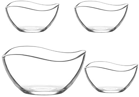 Set de 4 cuencos de cristal - una Ensaladera 17 cm, 1880Cc, Vidrio y 3 peq 310cc