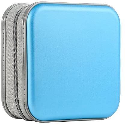 UENTIP CD-Hülle mit 48 Kapazitäten, tragbare DVD-Hülle aus Hartplastik, CD-Organizer, Brieftasche, schützende DVD-Aufbewahrung (Himmelblau, 48)