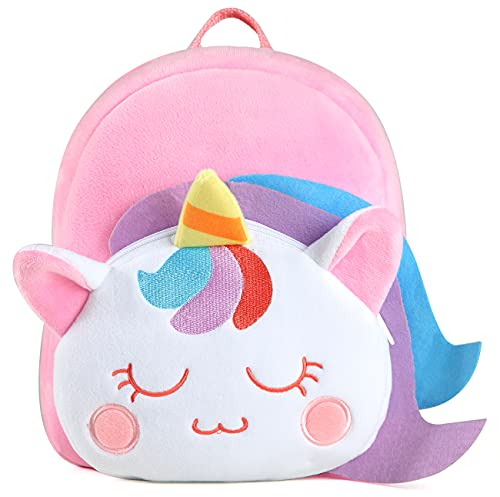 VASCHY Kinderrucksack, klein, niedlich, Plüsch, Rucksack, Kleinkind, für Jungen und Mädchen, einzigartig, leichtes Patent, Kindergarten, 145-Einhorn, Rosa, Taille unique, Casual