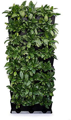 Minigarden Vertical Kitchen Garden para 24 plantas, Nueva Versión BLACK ECO, 100% Fabricado con Materiales Reciclados, Jardín Vertical Modular y Extensible, Incluye el Kit de Riego por Goteo (Negro)