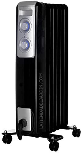 Radiateur à huile 7 éléments. Trois puissances de chauffage : 600 W - 900 W - 1500 W. Thermostat réglable.