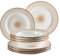 MÄSER 931943 Serie Prospero Premium - Vajilla para 4 personas en calidad gastronómica, 8 piezas, diseño vintage, color blanco, porcelana duradera