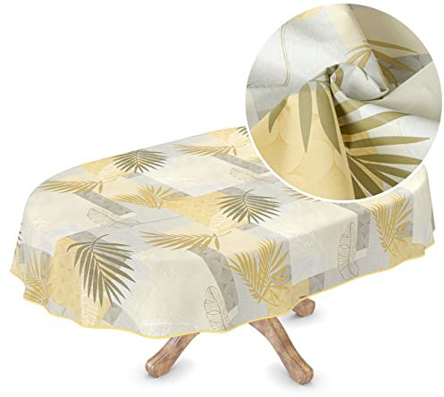 Wachstuchtischdecke Wachstischdecke Meterware Wachstuch abwaschbare Tischdecke PVC frei Oval 137 x 300cm mit Saum Lina
