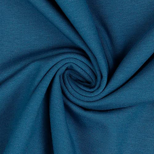 0,5m Bio Jersey Meterware Jerseystoff Baumwolle Oeko-Tex 67 Farben zur Auswahl, Farbe:018 - jeans