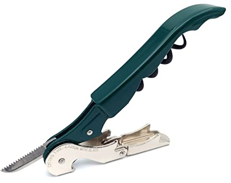 Pulltap's Sacacorchos clásico para zurdos con llave de vino 500 (verde Oscuro, verde oscuro)