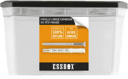 Cheville ESSBOX SCELL-IT nylon, Ø10 mm x 140 mm, Boite de 30, EX-91013410140,Idéale pour les charges lourdes à très lourdes, Fixation robuste et fiable pour une utilisation dans des murs en béton