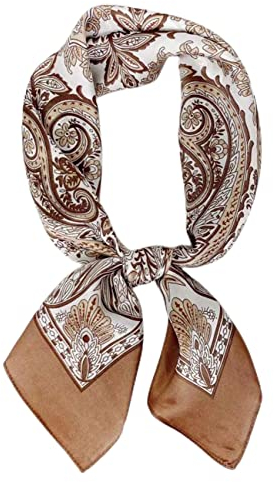 prinfantasy Halstuch Seidentuch Damen Seidenschal Blumen und Blätter Bandana 70x70cm Kopftuch Seide Haarschal Große Seidentücher M070021