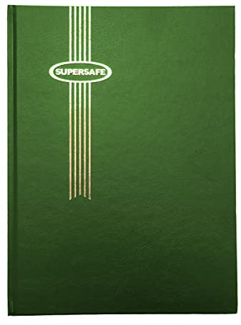 Supersafe Briefmarkenalbum Einsteckbuch mit 16 schwarzen Seiten und Pergaminschutzblättern, grüner Einband B 4/8