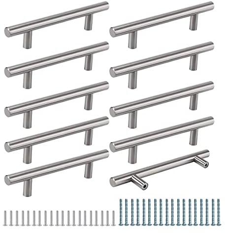 Aimeke 10 Pieza Tiradores Cocina Plateados Tiradores Inox Tiradores Armarios Agujero 128mm, Plateados