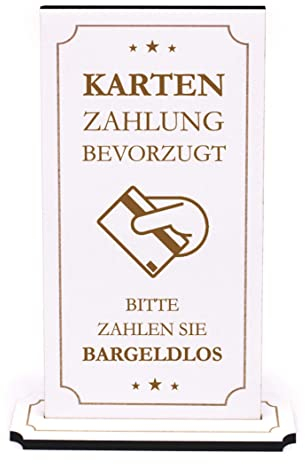 Aufsteller Kasse Bezahlen - Kartenzahlung bevorzugt, Bitte zahlen Sie Bargeldlos - Infoaufsteller Schild Kreditkartenzahlung Hinweisschild Kein Bargeld 10 x 20 cm
