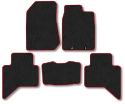 Isuzu D-Max (2012-2021) Carpet Car Mats | Red Edge Trim Tailored Fit Floor Mats Full Coverage Protection Accessories Easy Clean Anti Slip Made in the UK