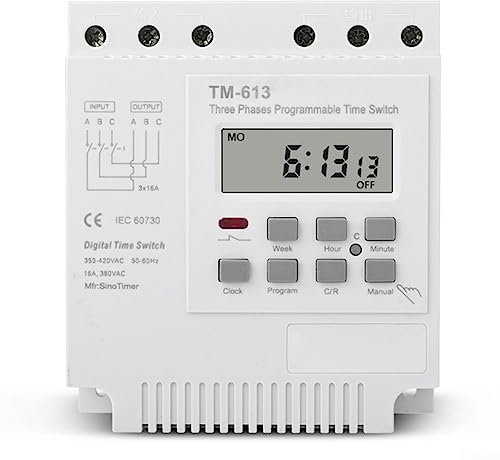 SPORTARC TM613 380 V 16 A dreiphasiger digitaler 7-Tage-Relais-Zeitschaltuhr