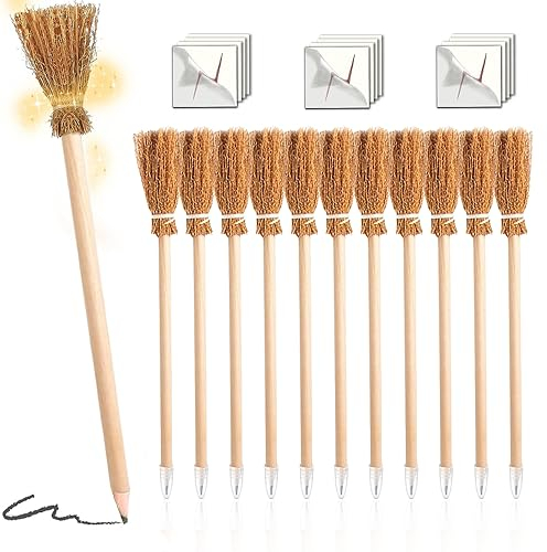 BNGXR Lápices de Escoba, Lapiceros de Bruja de Halloween, Tatuaje para Cicatrices de Rayo Lápiz de Escobas de Bruja para Cumpleaños Decoración de Fiesta de Disfraces (12 Piezas Cada uno)