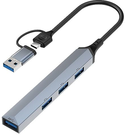 Suckoo 2 in 1 USB3.0 USBC to 4 Port USB3.0 Hub Docking Station 1 in 4 Out Computer Host Mac USB Typec External 4 Way USB Keyboard Mouse USB Disk Splitter Cable Adapter Converter