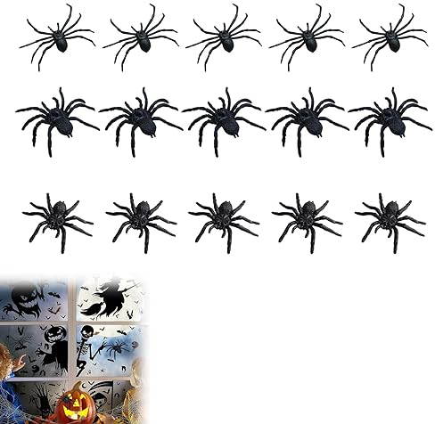 Realistische Plastik Spinne,Halloween Spinnen Streich Requisiten,Spinnen Tischdekoration,Spinnen aus Kunststoff,Lebensechte Gummispinne,Realistische Spinne Spielfiguren Halloween Streich Scherz