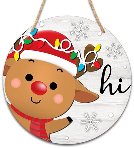 Winter-Willkommensschild für Haustür, Weihnachtsgeschenke, Willkommens-Türschild, Wandkunst, 20,3 cm, rundes Holzschild, Hängeschild für Zuhause, Garten, Party, Dekorationen, Zubehör – A17