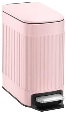 TrashAid Petite Corbeille Poubelles de Salle de Bain Rose en Acier Inoxydable avec Couvercle, Pédale, Jolie Poubelle pour Salle de Bain, Bureau, Chambre, Camping-Car