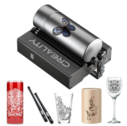 Rullo rotante laser di Creality ad asse Y per incidere oggetti di superficie curva, diametro da 5 mm a 120 mm cilindrico-conico, come tazze, bottiglie, penne, lattine ecc.