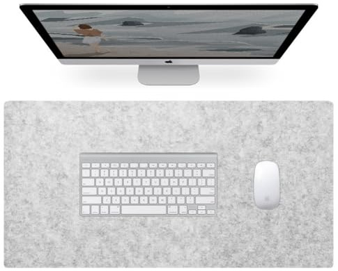 Grand sous-main de bureau en feutre antidérapant pour bureau ou maison - Grand tapis de souris et clavier - Gris clair - 140 x 70 cm