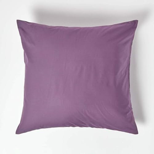 HOMESCAPES 2er-Set Perkal Kissenbezug 60x60 cm lila, Kissenhülle mit Reißverschluss, 100% ägyptische Baumwolle, Fadendichte 200