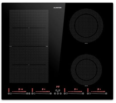 Klarstein Piano Cottura Elettrico 4 Piastre, Piasta Induzione 4 Fuochi a Basso Consumo, Piano Cottura Elettrico Vetroceramica con Zone Combinabili, Piastra Induzione 4 Fuochi Incasso Touch 7200W