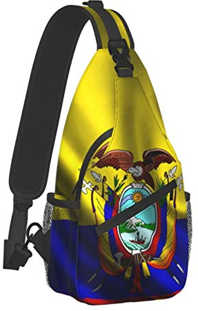 Shoulder Bag Ecuador Flag Daypack Sports Strap Daypack Lightweight Chest Shoulder Bag For Cycling, Business, Running