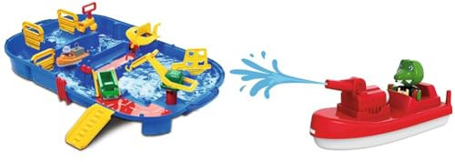 AquaPlay - LockBox - Wasserbahn als Transportkoffer mit 27 Teilen & FireBoat - Zubehör Wasserbahnen oder für die Badewanne