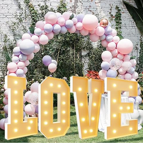 Vdhfgso Lettres géantes Lumineuses Love LED Grandes Lettres Panneau 4 Pieds de Haut Lettres en mosaïque Love for Anniversaire de Mariage Anniversaire Saint Valentin Décoration de fête(4FT)
