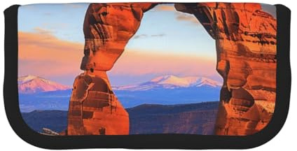 LRHCNZDCP Arches National Park bedrucktes Federmäppchen aus Segeltuch, Make-up-Tasche, Gadget, Stiftebox mit Reißverschluss, Schwarz , Einheitsgröße, Schulranzen