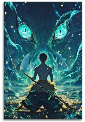 KSOXDAITIP Comic-Poster, Motiv: Demon Slayer Kimetsu No Yaiba, Inosuke-Poster, dekorative Malerei, Leinwand, Wandposter und Kunstdruck, moderne Familienschlafzimmer-Dekor-Poster, 20 x 30 cm