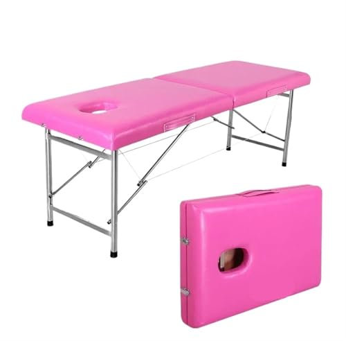 WJIAYAO Kettino Massaggio Portatile Lettini da Massaggio Pieghevoli Barella Professionale for Estetista Lettino da Bellezza Portatile Economico Lettino for cosmetologia Pieghevole(180X60CM Rose Pink)