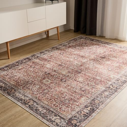 benuta Basic Waschbarer Teppich George - Multicolor 200x300 cm - Kunstfaser - Rechteckig & im Style: Vintage, Elegant, Retro - Pflegeleicht für Wohnzimmer Schlafzimmer
