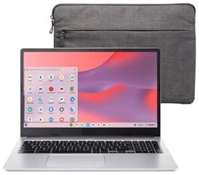 AimCare New Chromebook Laptop 15.6 inch HD Intel.Pentium N6000 4GB RAM LPDDR4X 128GB eMMC DTS Audio Webcam WiFi USB-C up to 10 Hrs Long Battery Life Chrome OS w/Protective Sleeve