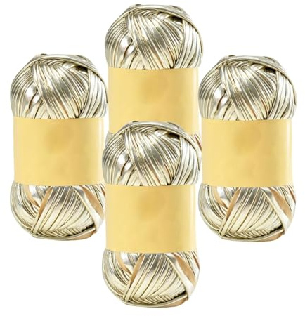 4 bolas de hilo metálico brillante para camisetas, bolsas de manualidades, mantas, cojines, champán