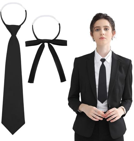 Laralily Schwarze Krawatte Damen Krawatte Schmal Verstellbare Krawatte für Mädchen Jk-Uniform-Krawatte Geeignet für Mädchen-Krawatte Abschlussfeier Geschäftshochzeit mit Krawattenseil Im Thai-Stil