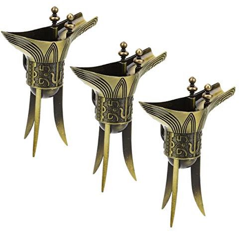 Alipis 3 Piezas De Taza De Bronce Antigua Estilo Chino Taza De Taza De Vino Retro Taza Decorativa