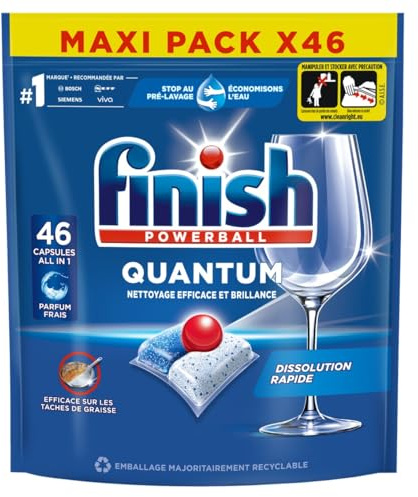 Finish Quantum Pastilles Lave-Vaisselle All in One- Parfum Frais - 46 Tablettes Lave-Vaisselle