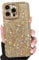 NITITOP Compatible with iPhone 12 Pro Max Case Glitter Sparkly Sequin Design for Girls Women Luxury Bling Crystal Diamond Frame Full Camera Protection Shockproof Protective Phone Cover - Gold