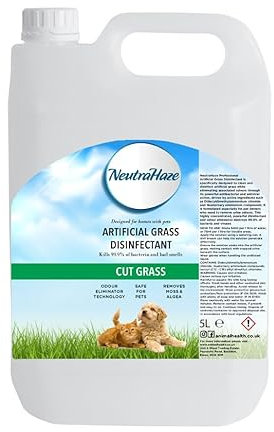 Artificial Grass Cleaner – Powerful 3-in-1 Disinfectant, Deodoriser & Cleaner Removes Bacteria & Neutralises Pet Odours Pet-Friendly (5 Litre, Cut Grass)
